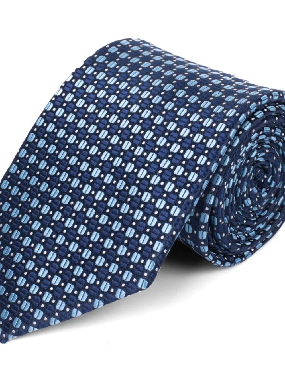 Neck Tie - Men's- Navy Blue W/ Light Blue Geometric Design - NWT